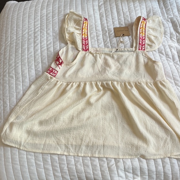 New With Tag Blu Pepper  Flutter Sleeve Square Neck Embroidered  Tank Top Size S - Picture 6 of 6